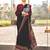 Black crepe silk with traditional print saree with unstitched blouse piece