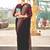 Black crepe silk with traditional print saree with unstitched blouse piece