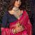Rani dolla silk foil print zari border work saree with unstitched blouse piece