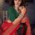 Green dolla silk foil print zari border work saree with unstitched blouse piece