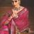 Pink velvet tusser silk with foilprint saree with unstitched blouse piece