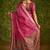 Pink velvet tusser silk with foilprint saree with unstitched blouse piece