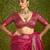 Pink velvet tusser silk with foilprint saree with unstitched blouse piece