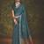 Blue velvet tusser silk with foilprint saree with unstitched blouse piece