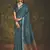 Blue velvet tussar silk blend foilprint saree with unstitched blouse