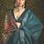 Blue velvet tusser silk with foilprint saree with unstitched blouse piece