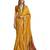 Yellow-firoji velvet tusser silk with foilprint saree with unstitched blouse piece