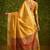 Yellow-firoji velvet tusser silk with foilprint saree with unstitched blouse piece