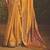 Yellow-firoji velvet tusser silk with foilprint saree with unstitched blouse piece