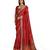 Red velvet tusser silk with foilprint saree with unstitched blouse piece