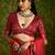 Red velvet tusser silk with foilprint saree with unstitched blouse piece