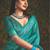 Sea green velvet tusser silk with foilprint saree with unstitched blouse piece