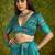 Sea green velvet tusser silk with foilprint saree with unstitched blouse piece