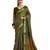 Mehendi green velvet tusser silk with foilprint saree with unstitched blouse piece