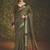 Mehendi green velvet tusser silk with foilprint saree with unstitched blouse piece