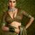 Mehendi green velvet tusser silk with foilprint saree with unstitched blouse piece