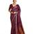 Maroon velvet tusser silk with foilprint saree with unstitched blouse piece