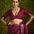 Maroon velvet tusser silk with foilprint saree with unstitched blouse piece