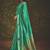 Bottle green velvet tusser silk with foilprint saree with unstitched blouse piece