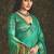 Bottle green velvet tusser silk with foilprint saree with unstitched blouse piece