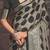 Dark grey dolla tushar silk self jaquard border  saree with unstitched blouse piece