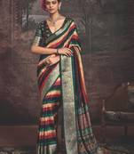Multi color dolla silk blend self jaquard border saree with unstitched blouse