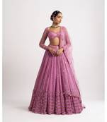 Women's Light-pink georgette lehenga choli with silver sequin embroidered For Wedding dress