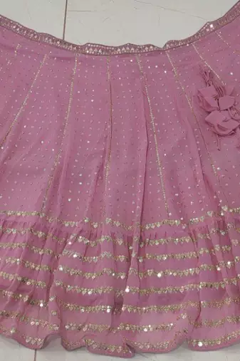 Women's Light-pink georgette lehenga choli with silver sequin embroidered For Wedding dress