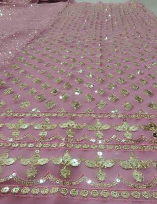 Women's Light-pink georgette lehenga choli with silver sequin embroidered For Wedding dress 7