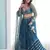 Blue georgette lehenga choli with silver sequin embroidered