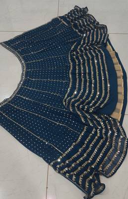 Blue georgette lehenga choli with silver sequin embroidered 6