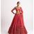 Red georgette lehenga choli with silver sequin embroidered