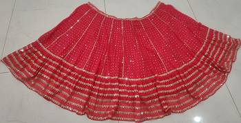 Red georgette lehenga choli with silver sequin embroidered 5