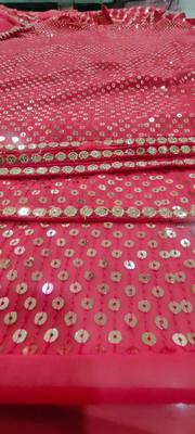 Red georgette lehenga choli with silver sequin embroidered 7