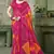 magenta orange chiffon bandhani double shaded printed saree with blouse 