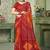 maroon orange chiffon bandhani double shaded printed saree with blouse 