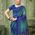 blue green chiffon bandhani double shaded printed saree with blouse 