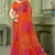 orange pink chiffon bandhani double shaded printed saree with blouse 