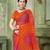 orange pink chiffon bandhani double shaded printed saree with blouse 