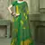 green yellow chiffon bandhani double shaded printed saree with blouse 