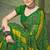 green yellow chiffon bandhani double shaded printed saree with blouse 