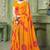 yellow pink chiffon bandhani double shaded printed saree with blouse 