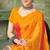 yellow pink chiffon bandhani double shaded printed saree with blouse 