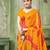 yellow pink chiffon bandhani double shaded printed saree with blouse 