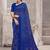 royal blue chiffon bandhani geometric printed saree with blouse 