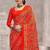 orange chiffon bandhani geometric printed saree with blouse 