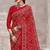 red chiffon bandhani geometric printed saree with blouse 