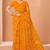 yellow chiffon bandhani geometric printed saree with blouse 