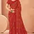 red chiffon bandhani geometric printed saree with blouse 