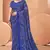 blue chiffon bandhani geometric printed saree with blouse 